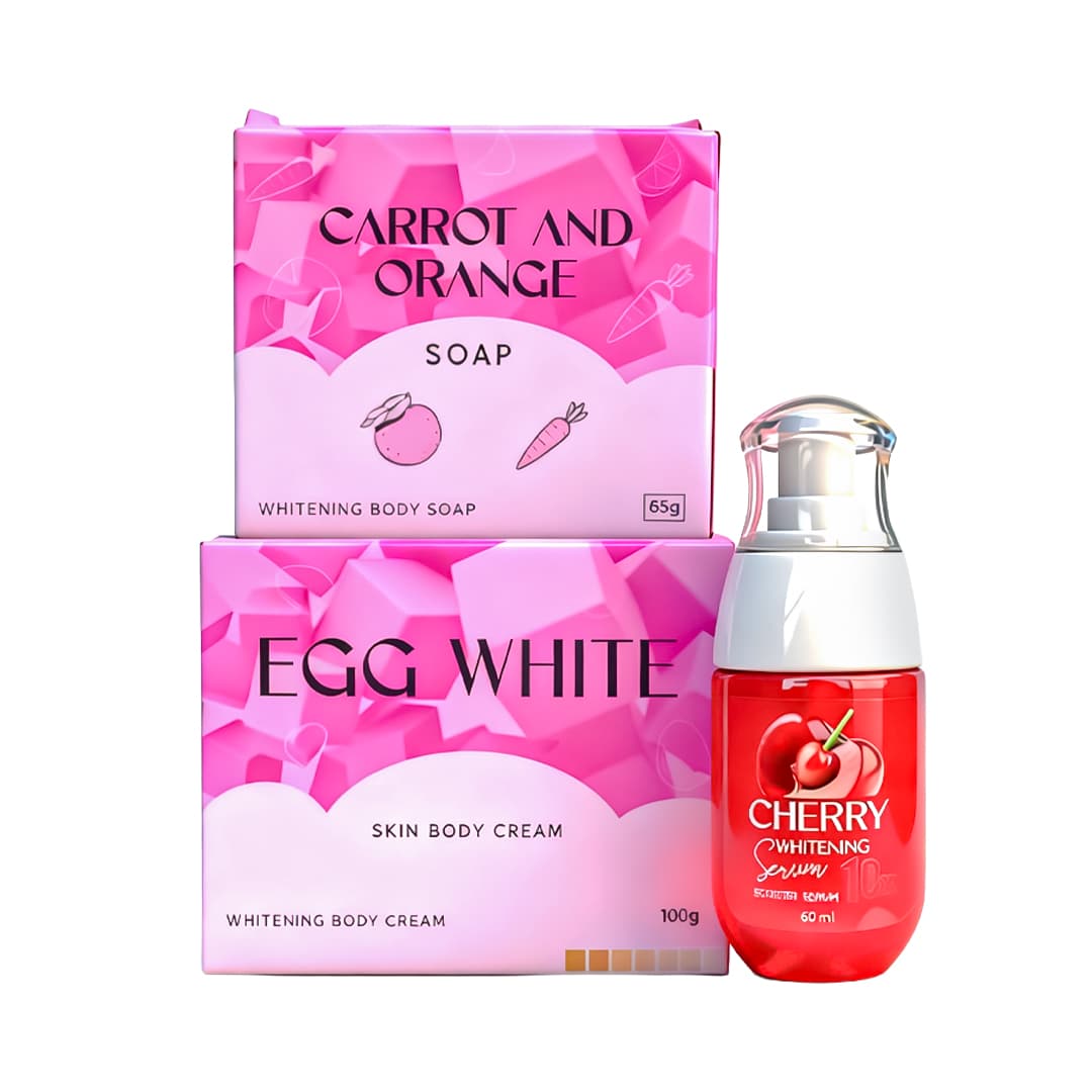 Egg White Body Cream, Carrot Orange Soap & 10x Cerry Body Serum