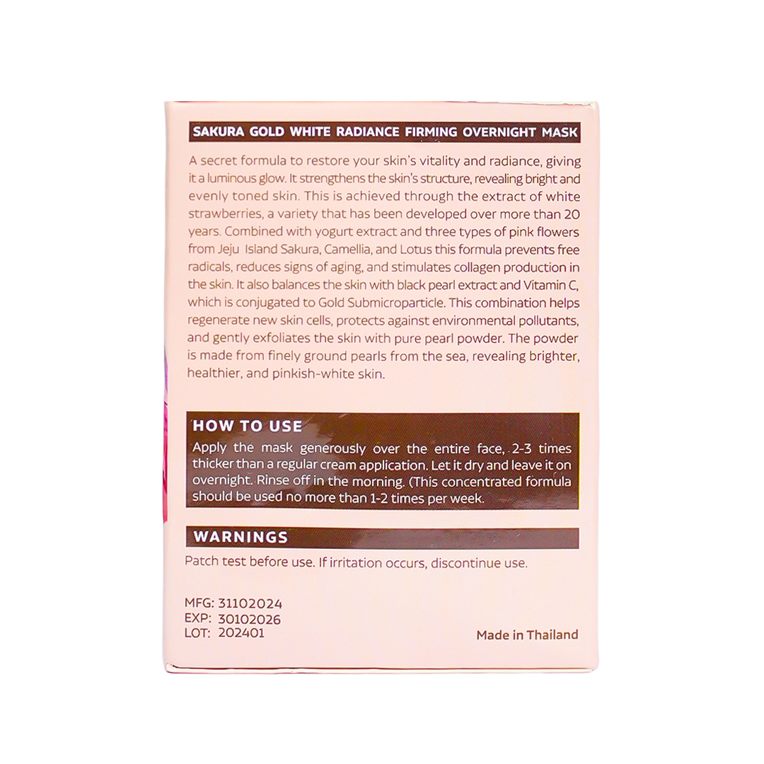 Boom Beauty Sakura Gold White Radiance Firming Overnight Mask - 30g